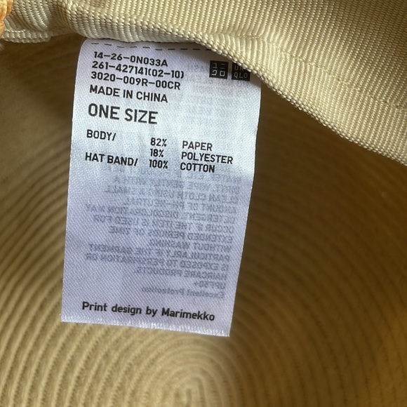 Uniqlo | Marimekko Women's Sun Hat with Orange & Grey Stripe Fabric Band - Picture 13 of 16